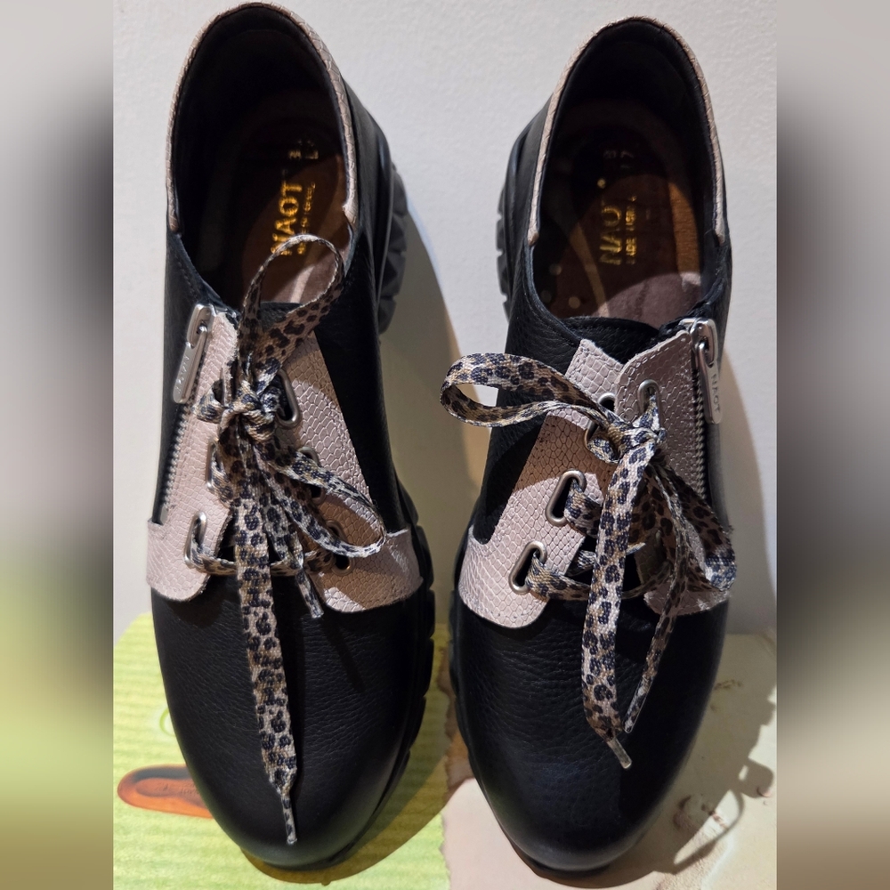Women's Elios Beije Lizard With Black Leather & Cheetah Laces, Size 7 - Picture 11 of 16